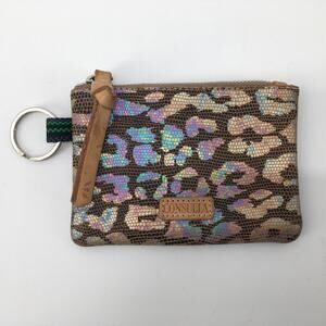 Consuela Iris Zipper Pouch Iridescent Jag Metallic Coin Purse Keychain Wallet